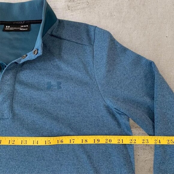 Under Armour Golf Sweater Men’s Size Large Blue Coldgear 1/4 Snap Loose Fit - Picture 3 of 5